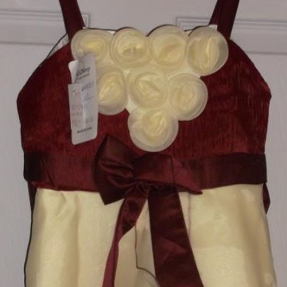 Red & White Wedding Flower Girl Party Dress Girl's Size 6-7 NWT - Picture 3 of 3